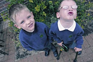 Looking down over two boys